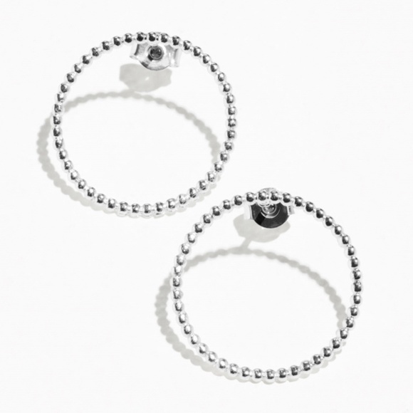 Silver Hoop Stud Earrings - Picture 2 of 5